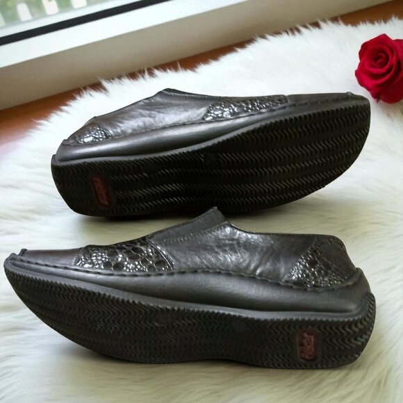 RIEKER Women’s Black Leather Flats “Celia” EU 40  US 9.5–10  Anti-Stress Comfort - Picture 11 of 15